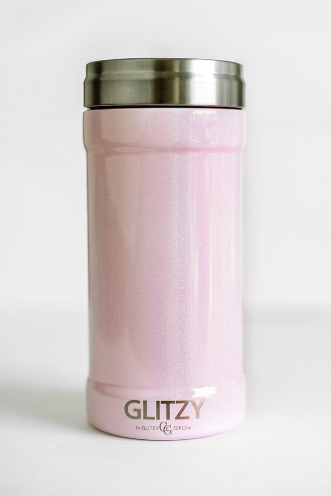 Glitzy Girlz Boutique 12 Oz. Glitzy Skinny Can Cooler Blush Glitter