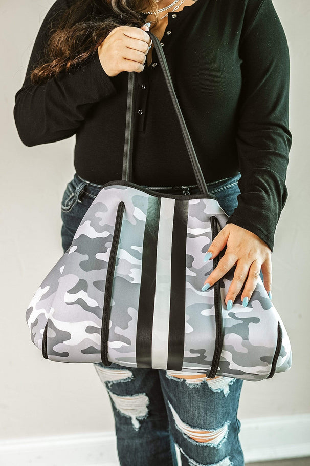 Glitzy Girlz Boutique Bag The Jess Neoprene Bag with Crossbody | Snow Camo