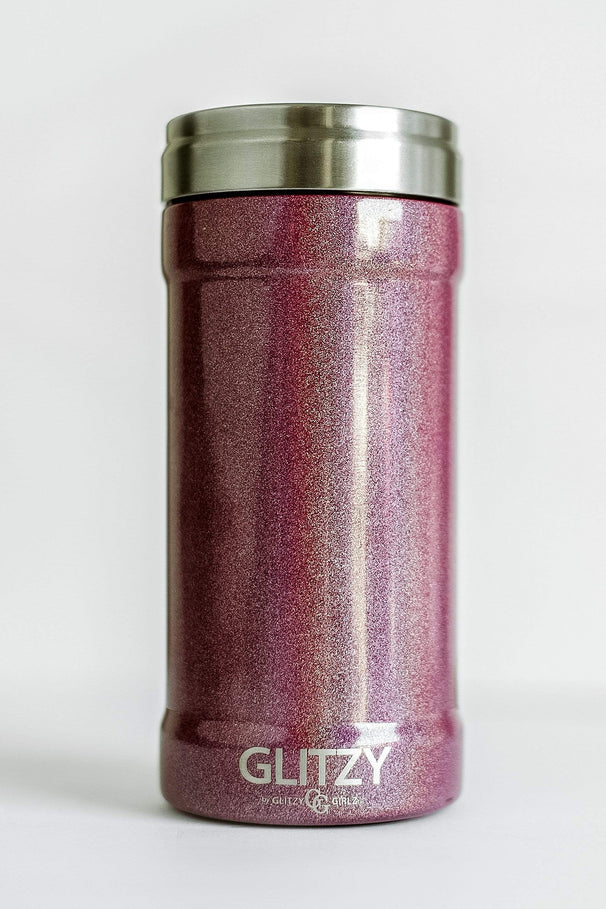 Glitzy Girlz Boutique Cooler DEAL OF THE DAY 12 Oz. Glitzy Skinny Can Cooler Merlot Glitter