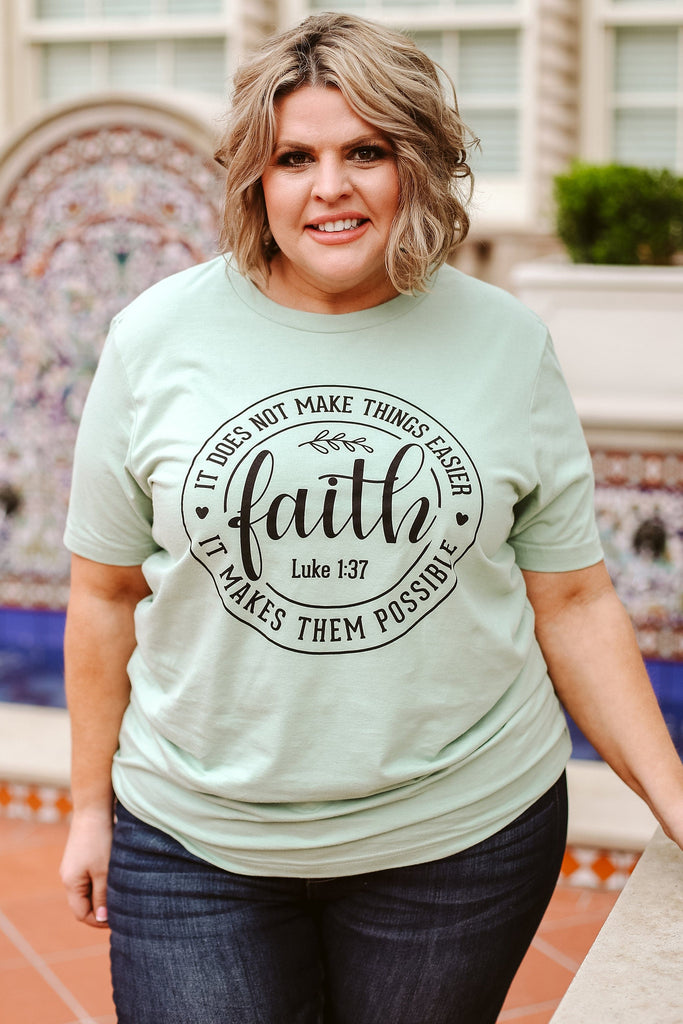 Glitzy Girlz Boutique Faith Makes Them Possible Mint Graphic Tee
