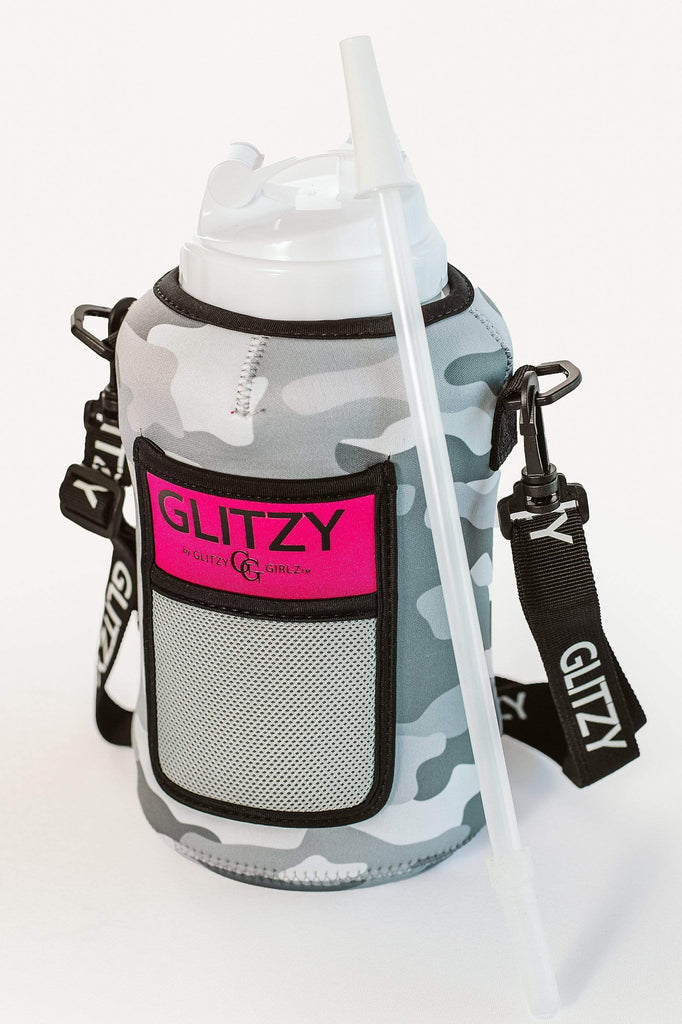 Glitzy Girlz Boutique Glitzy Gulp Water Jug, Snow Camo