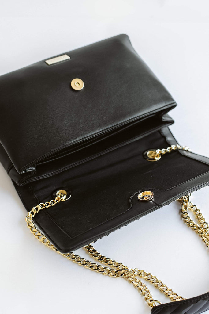 Glitzy Girlz Boutique Handbags ONE SIZE / BALCK Karma | Black & Gold Accent Crossbody Purse