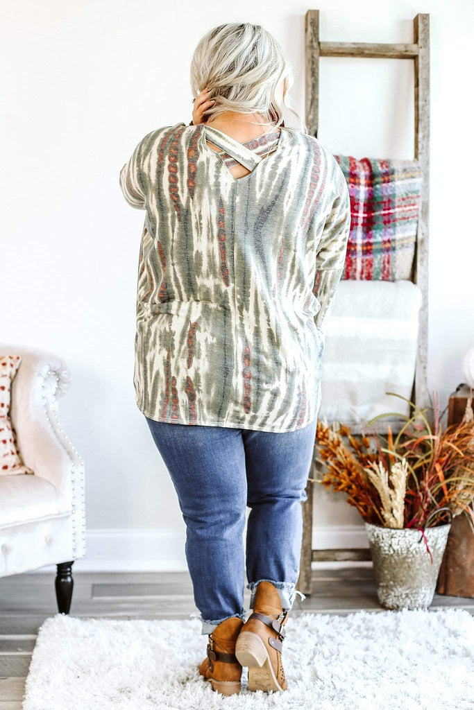 Glitzy Girlz Boutique Left Behind Top | Sexy Plus Size Olive Top