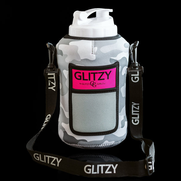 Glitzy Girlz Boutique Neoprene Glitzy Gulp Water Jug, Snow Camo