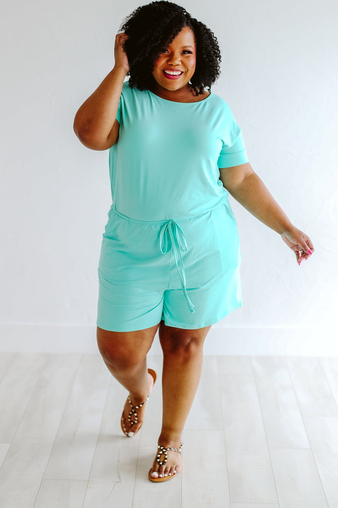 Glitzy Girlz Boutique Ready And Waiting Mint Romper
