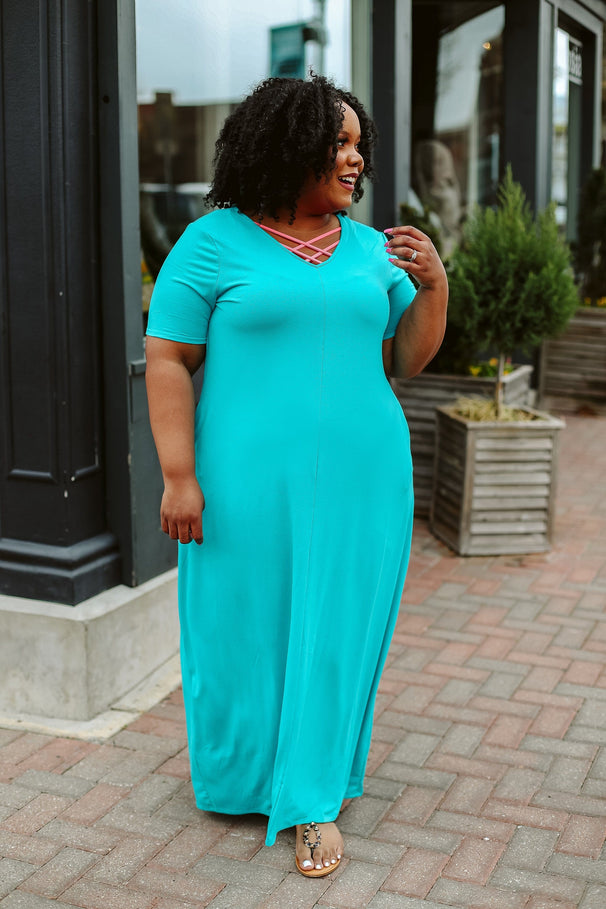 Glitzy Girlz Boutique Tell Me Anything Ice Blue Maxi Dress
