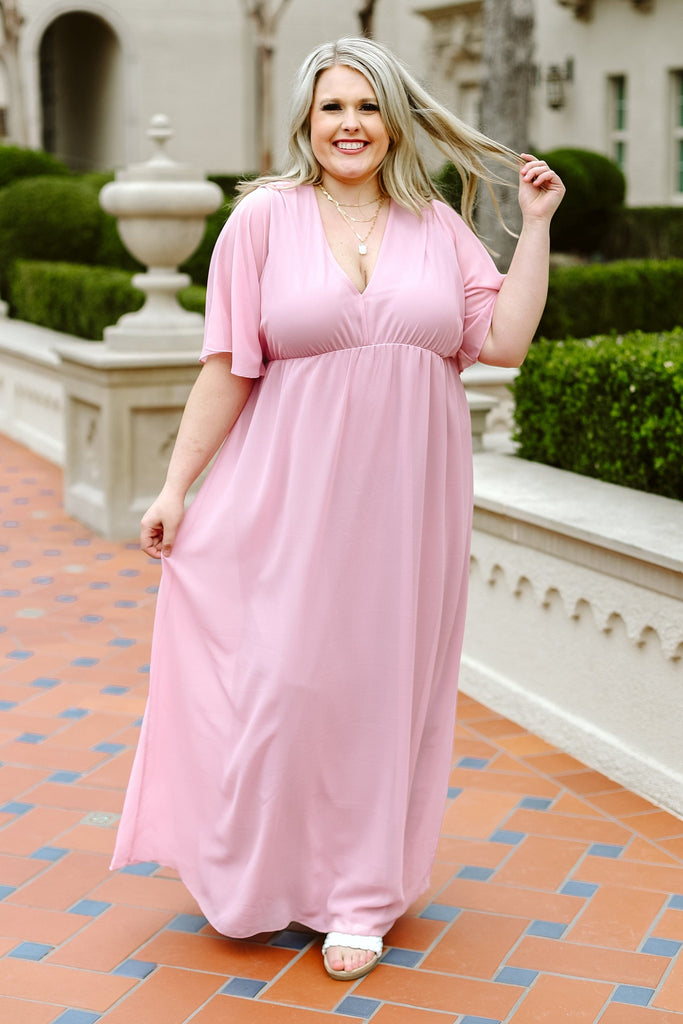 Glitzy Girlz Boutique Timeless Beauty Pink Maxi Dress